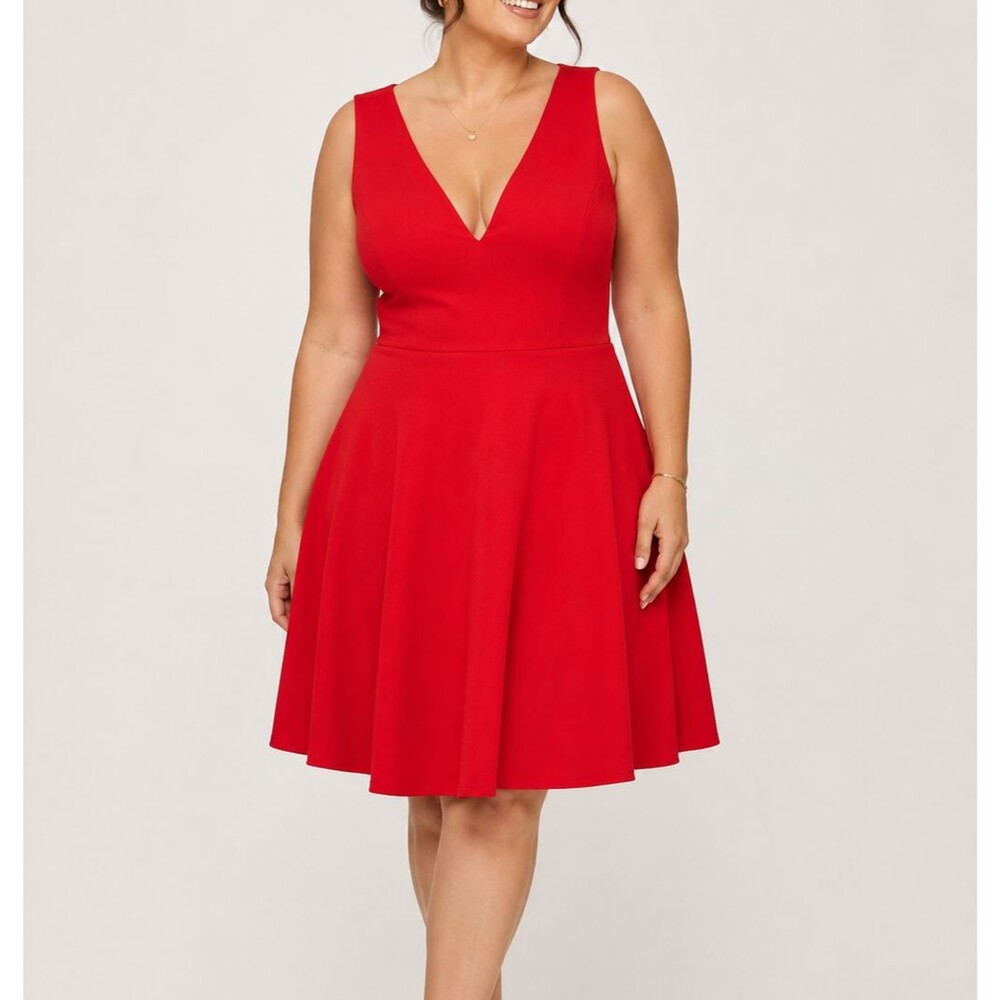 Dress the Population Catalina Fit Flare Dress Red Size XXL Classic Elegant Party